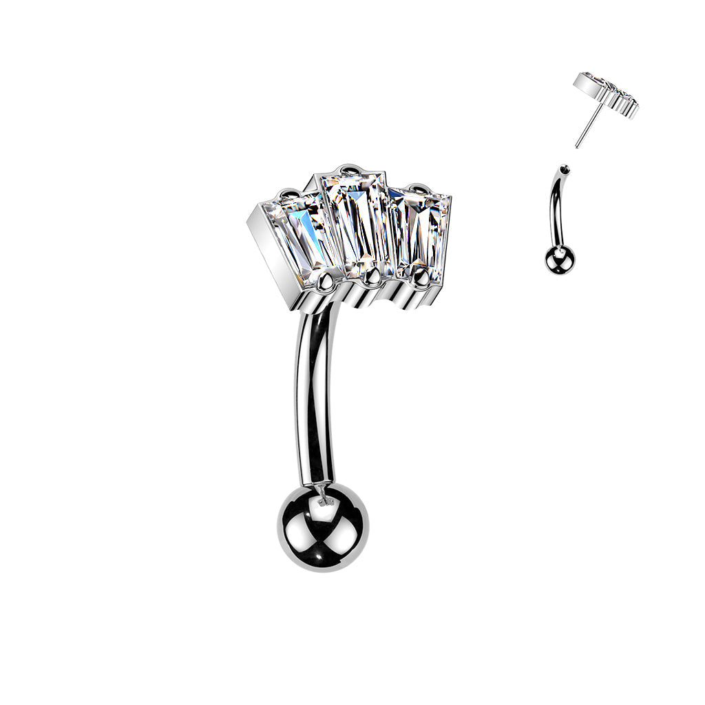 Titanium Threadless Baguette Curve 16G