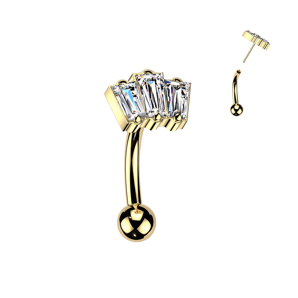 Titanium Threadless Baguette Curve 16G