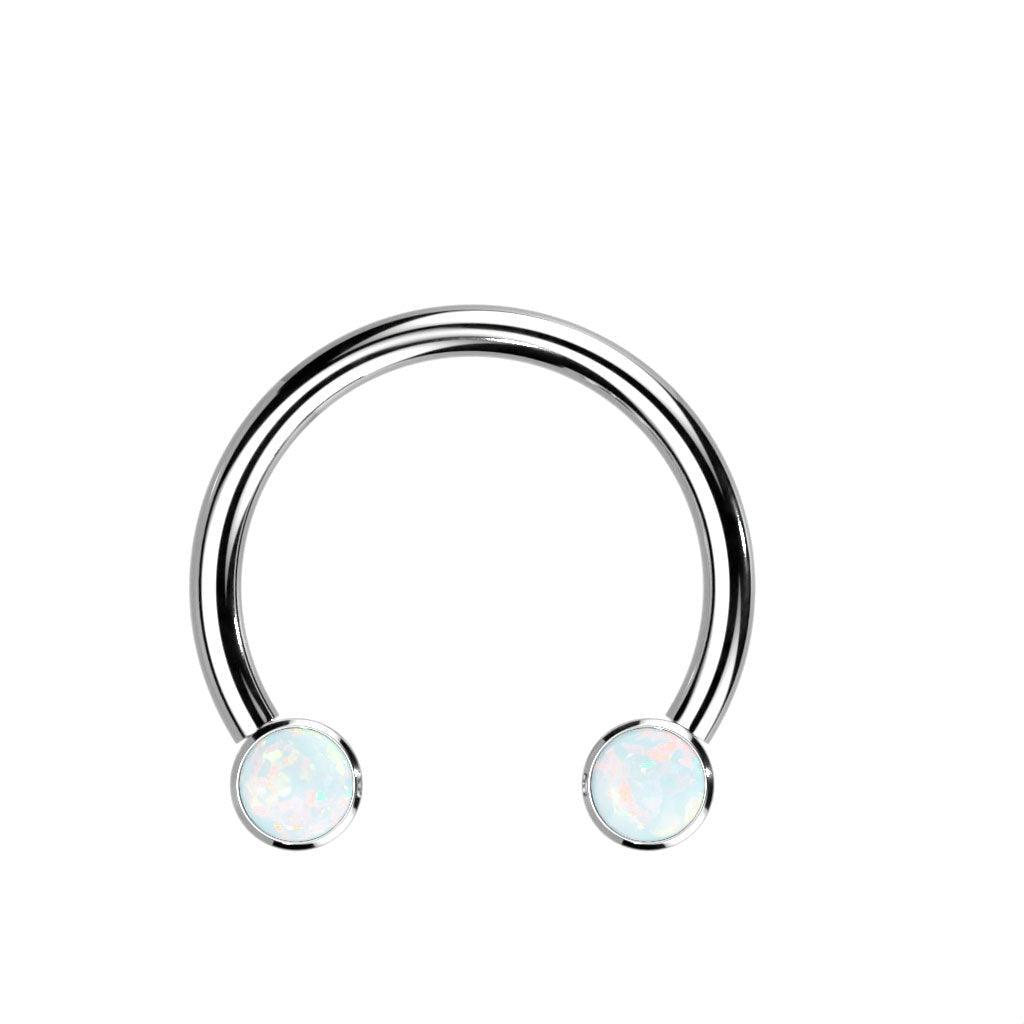 Body Jewelry - Titanium Opal Threadless Horseshoe 16G