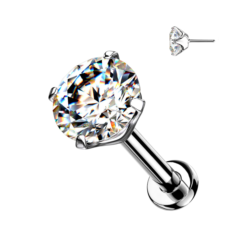Titanium Threadless Prong Gem Labret