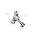 Titanium Triple Gem Labret – Solid Titanium 16G Threadless Labret with Central 4mm and Side 3mm Cubic Zirconia Gems with measurements