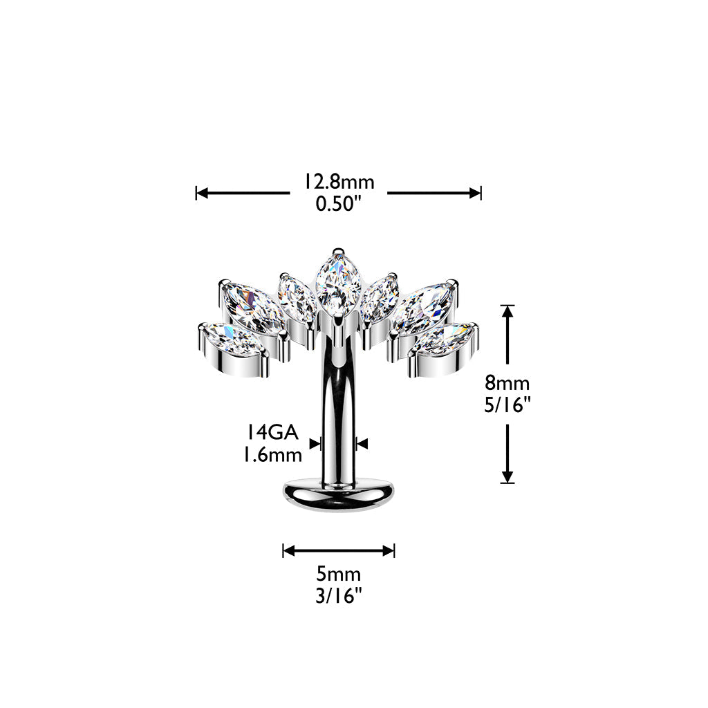 Titanium Threadless 7 Marquise Floating Belly Bar