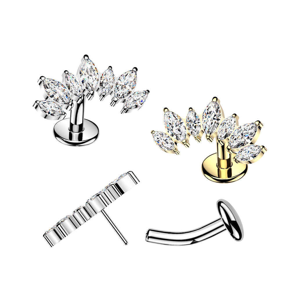 Titanium Threadless 7 Marquise Floating Belly Bar