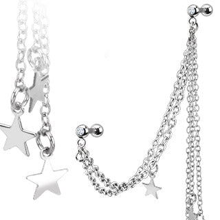 Star Dangle Cartilage Chain 16G