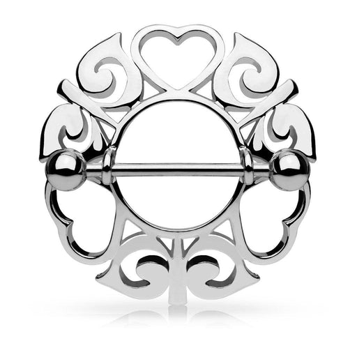 Hollow Hearts Nipple Shield 14G (Single)-My Body Piercing Jewellery