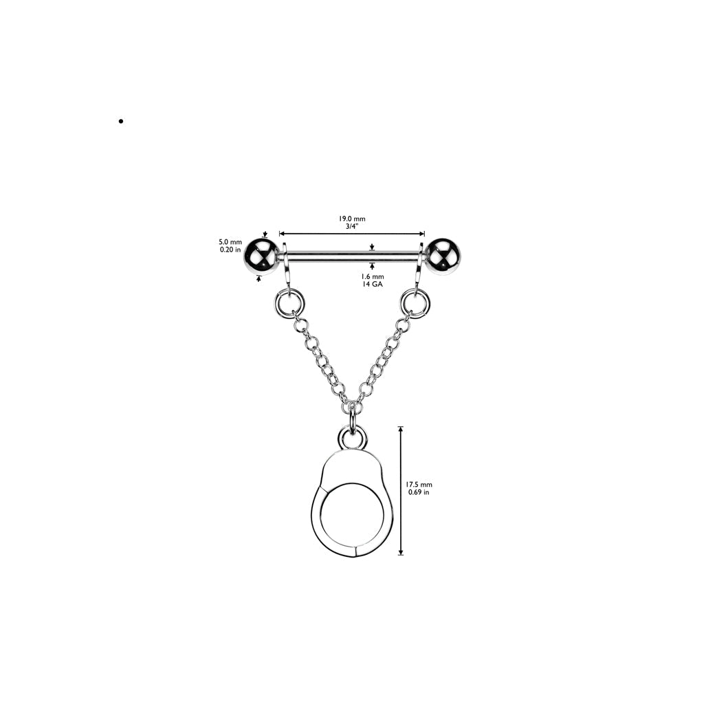 Handcuff Nipple Dangle (Single) 14G