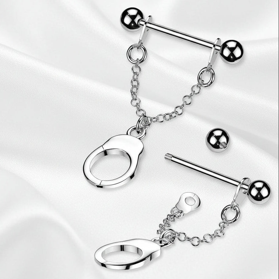 Handcuff Nipple Dangle (Single) 14G