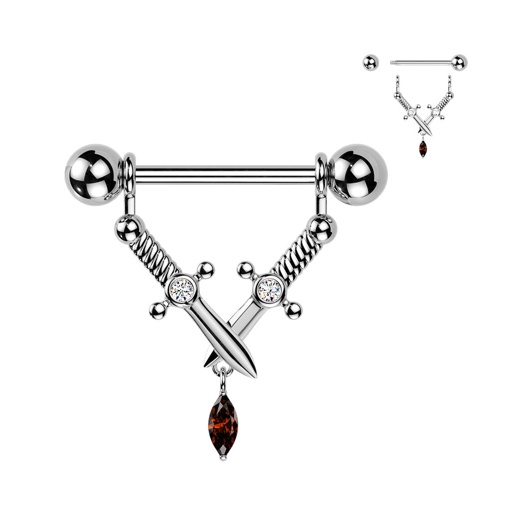 Double Dagger Nipple Dangle 14G