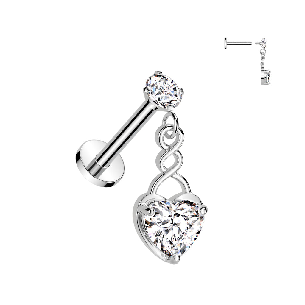 Heart Dangle Labret 16G