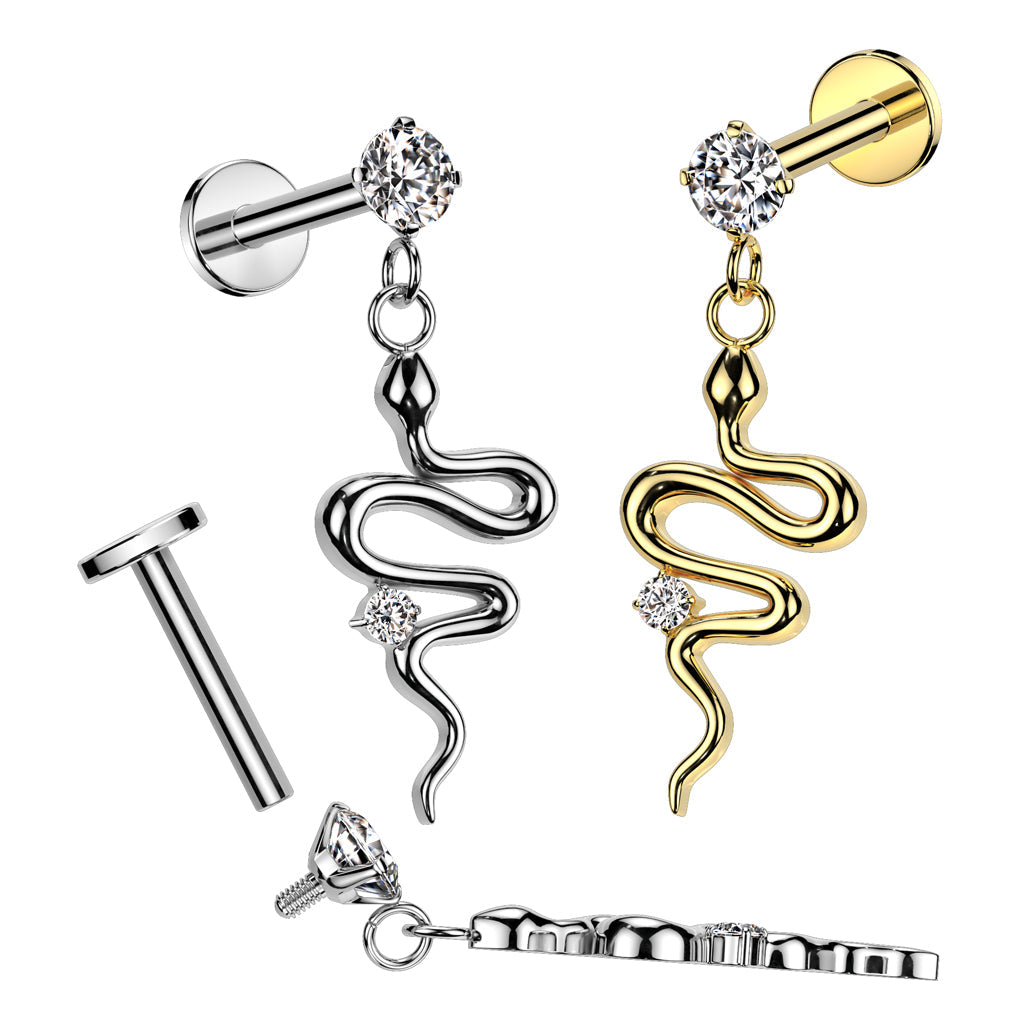 Snake Dangle Labret 16G — My Body Piercing Jewellery