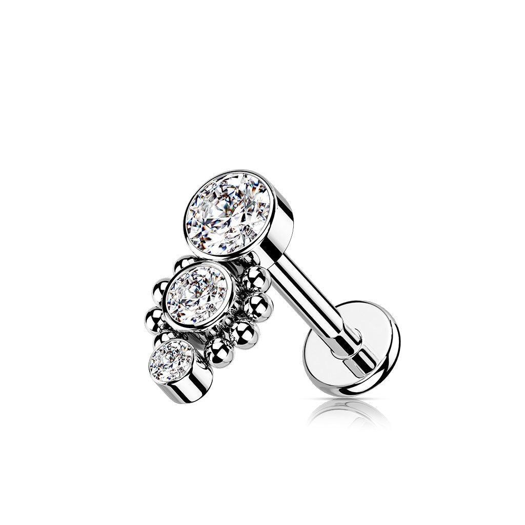 Body Jewelry - Triple Gem Drop I.T. Labret 16G