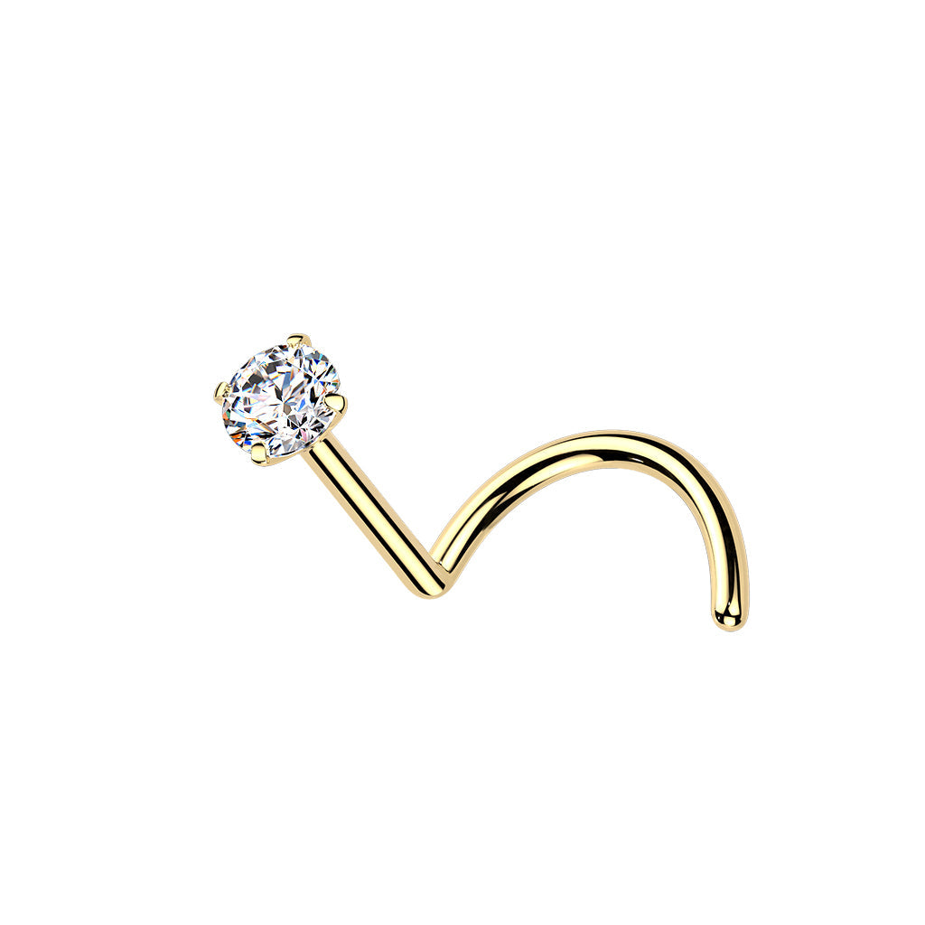 24kt Gold Plated Titanium Moissanite Gem Nose Screw