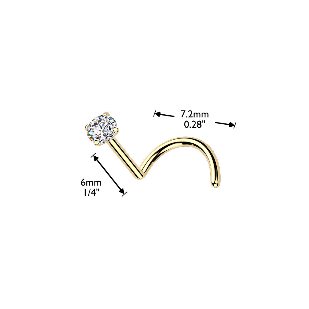 24kt Gold Plated Titanium Moissanite Gem Nose Screw