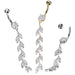 Vine Drop Belly Bar – Silver or Gold 316L Surgical Steel with Clear CZ Gem Vine Design