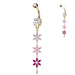 Triple Flower Drop Belly Bar – Gold 316L Surgical Steel with Purple, Pink & Tanzanite CZ Gem Flowers