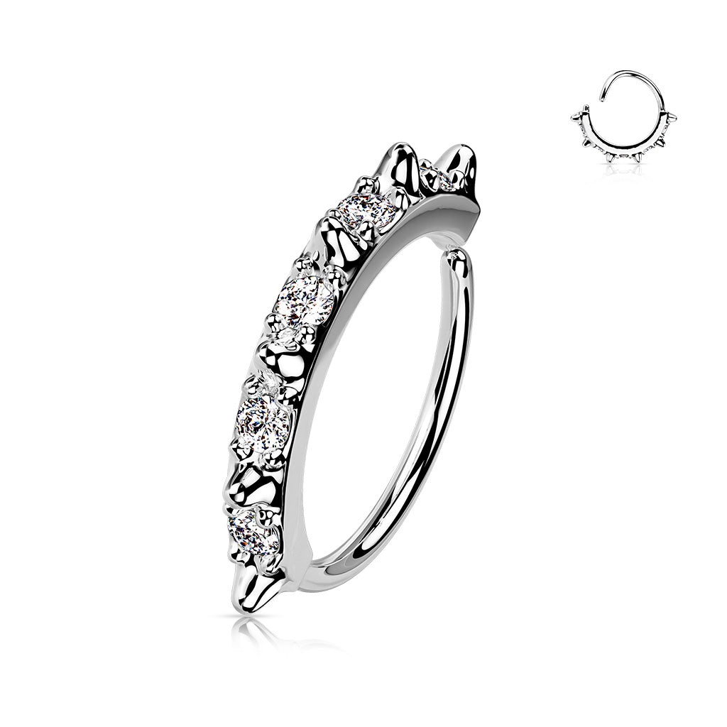 Gold Plated Gem Spike Nose Ring 20G