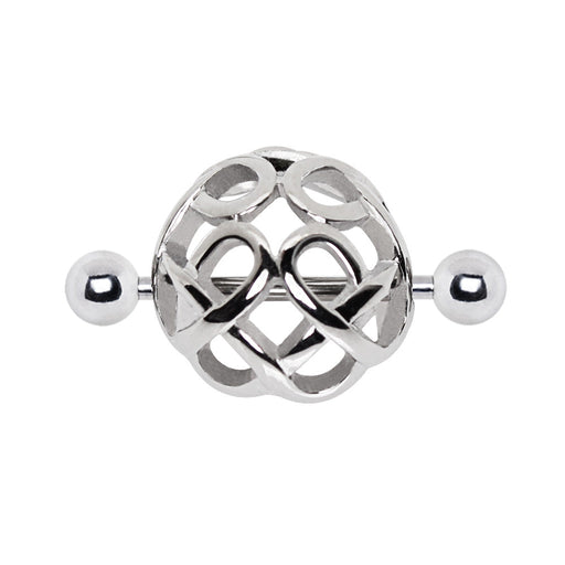 Dome Nipple Cuff – 316L Stainless Steel Barbell with Ornate Polished Dome Shield Design, 14G