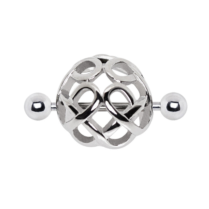 Dome Nipple Cuff – 316L Stainless Steel Barbell with Ornate Polished Dome Shield Design, 14G
