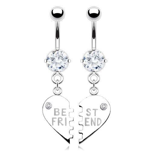 2pc Best Friend Belly Bar Set 14G-My Body Piercing Jewellery