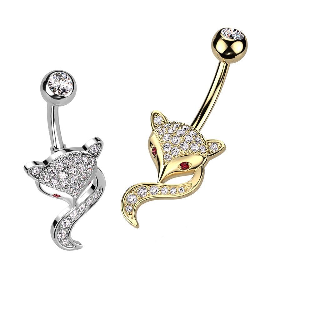 Gem Fox Belly Bar 14G-My Body Piercing Jewellery
