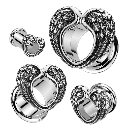 Winged design surgical steel ear tunnel for stretched ears – My Body Piercing Jewellery