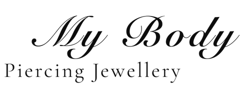 Logo for 'My Body Piercing Jewellery' with elegant script text on a white background
