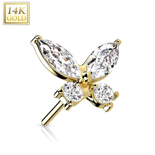14kt Gold Threadless Butterfly Top-My Body Piercing Jewellery