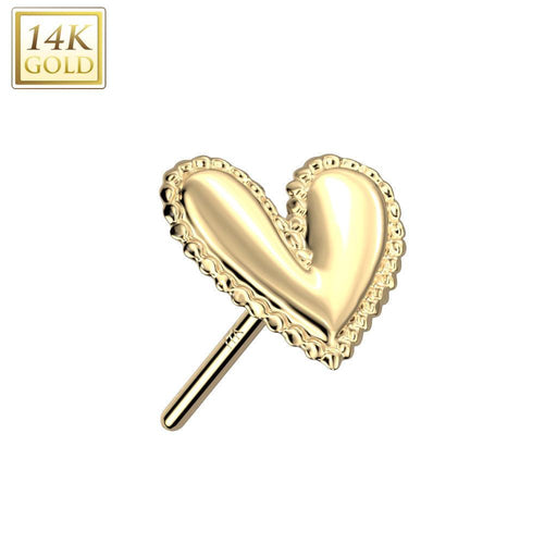 14kt Gold Threadless Pinched Heart Top-My Body Piercing Jewellery