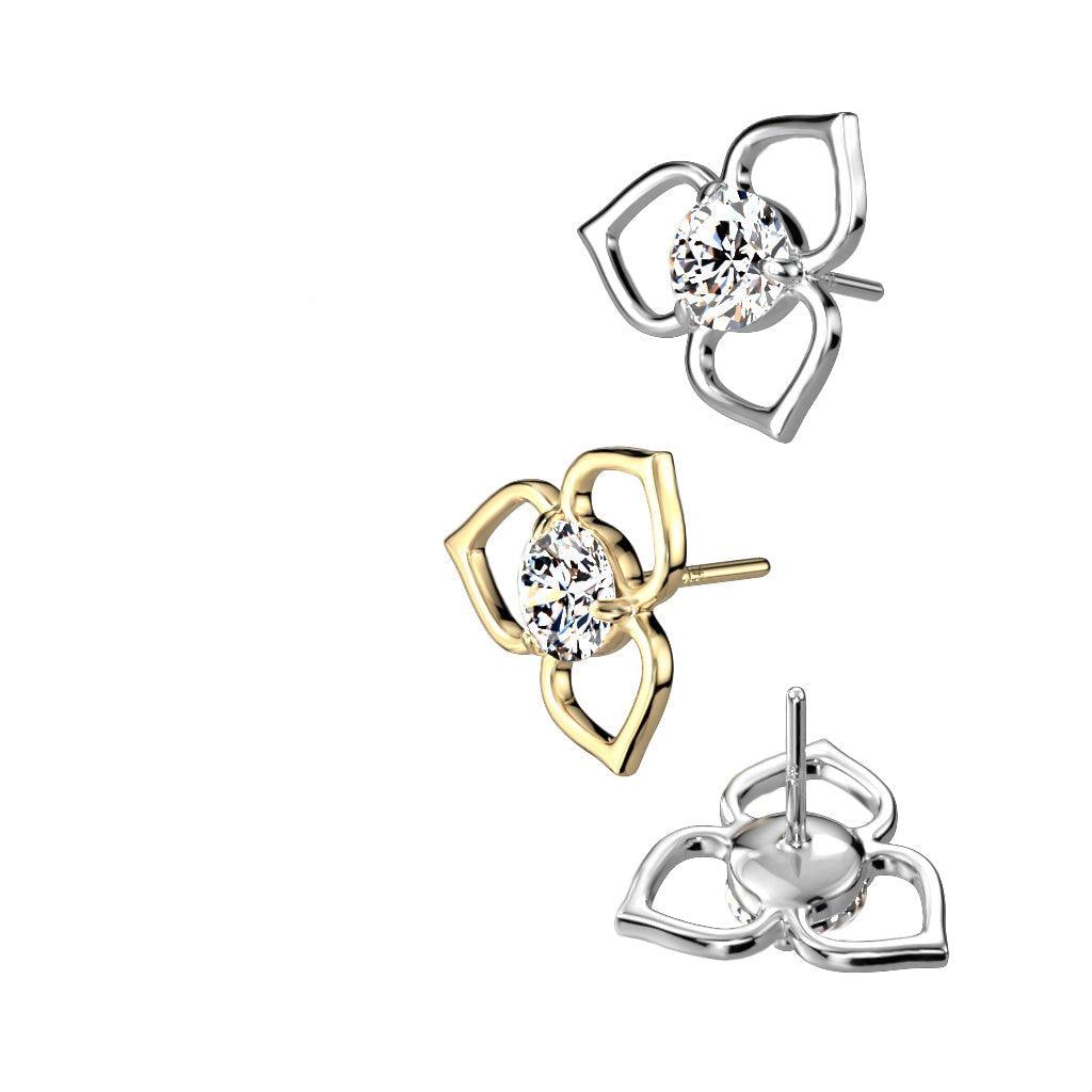 14kt Gold Threadless Hollow Flower Top-My Body Piercing Jewellery