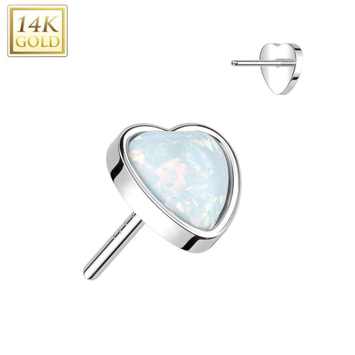 14kt Gold Threadless Opal Heart Top-My Body Piercing Jewellery