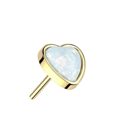 14kt Gold Threadless Opal Heart Top-My Body Piercing Jewellery