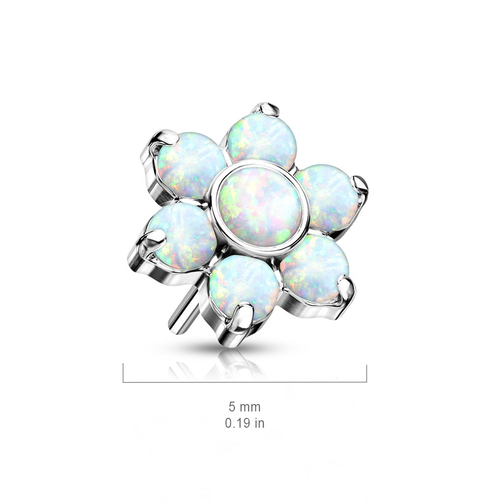 Titanium Threadless Opal Flower End