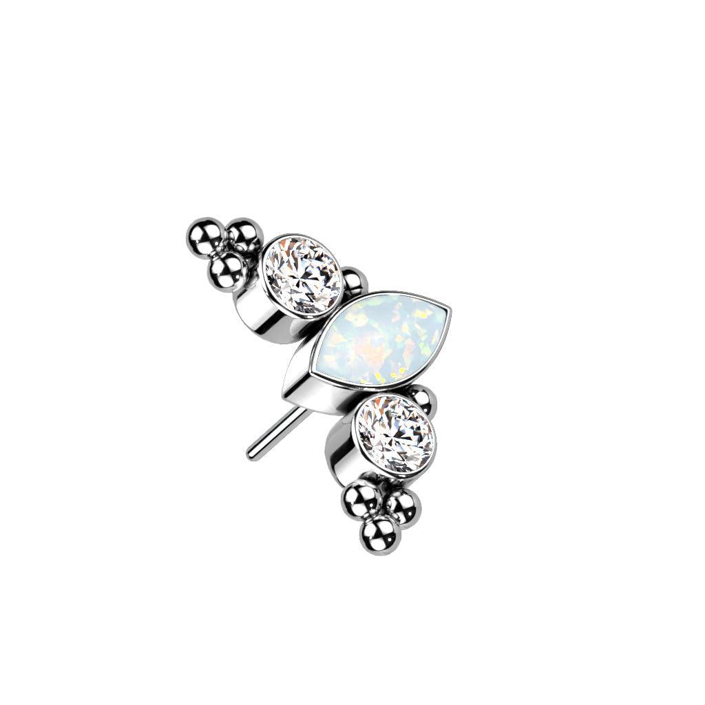 Body Jewelry - Titanium Threadless Opal Cluster End