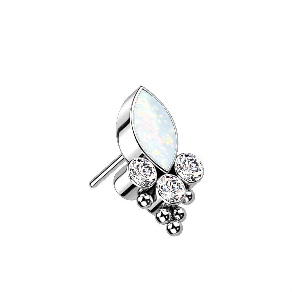 Body Jewelry - Titanium Threadless Opal Drop Cluster End