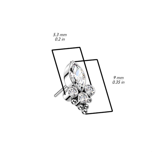 Body Jewelry - Titanium Threadless Opal Drop Cluster End