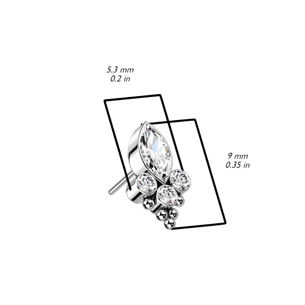 Body Jewelry - Titanium Threadless Gem Drop Cluster End