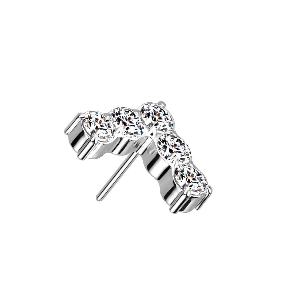 Body Jewelry - Titanium Threadless Gem Chevron End
