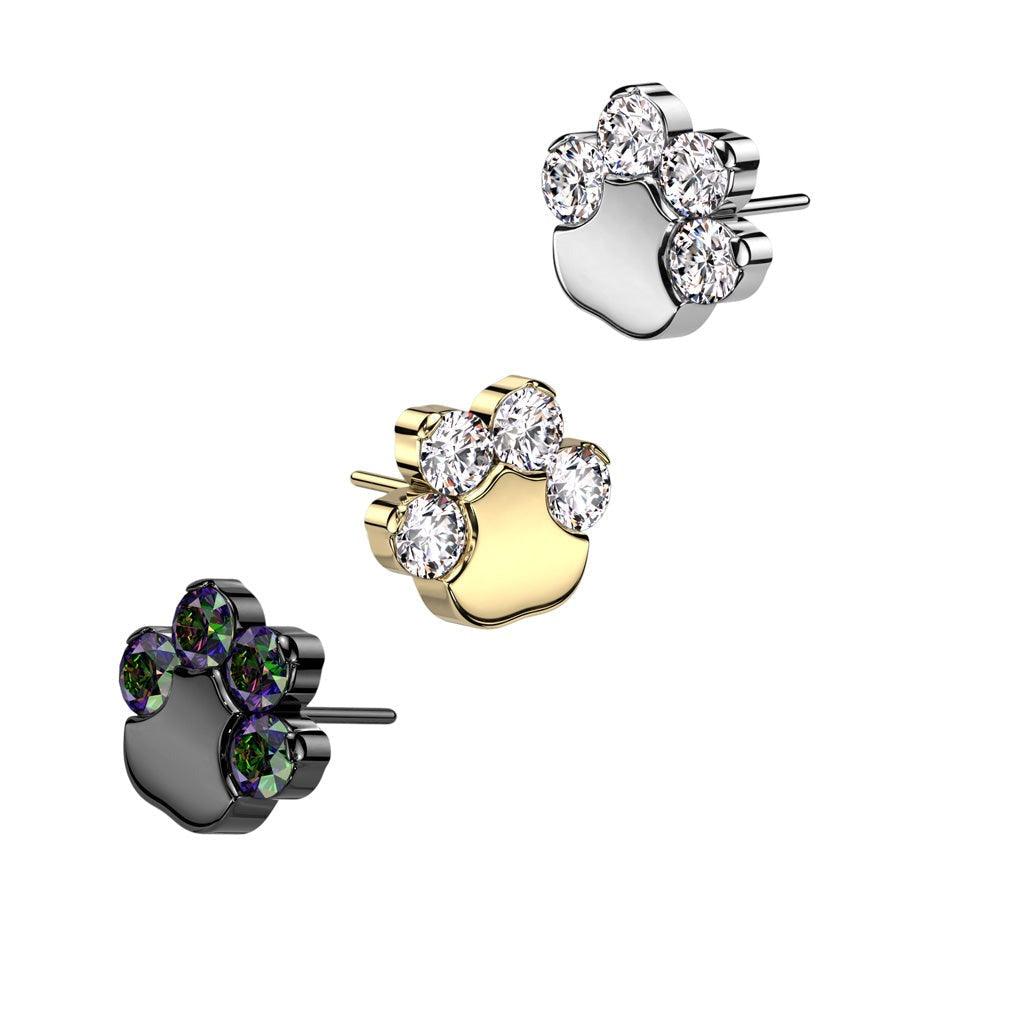 Body Jewelry - Titanium Threadless Gem Paw End