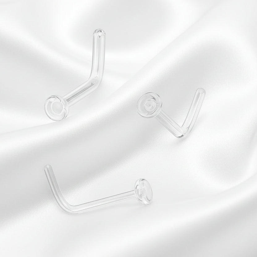 Glass L Bend Nose Retainer 20G 18G 16G