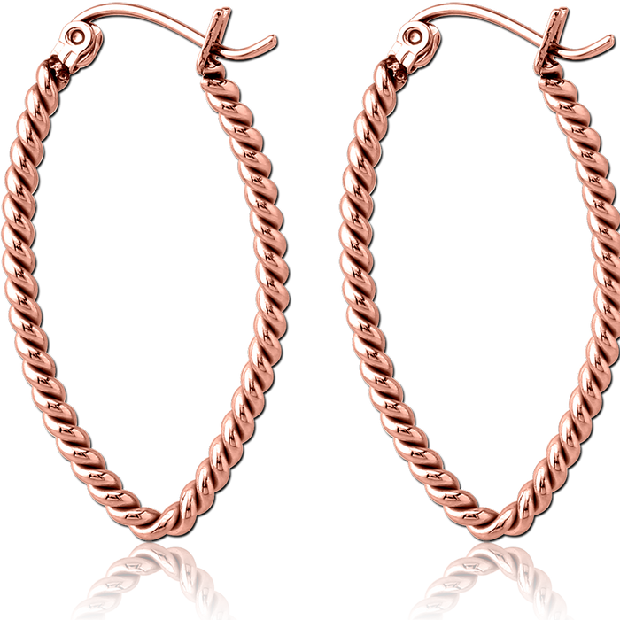 Rose Gold Twisted Oval Earring Pair