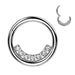 Gem Lined Hinged Ring – Silver PVD 316L Surgical Steel with Clear CZ Gems for Septum, Daith & Helix Piercings