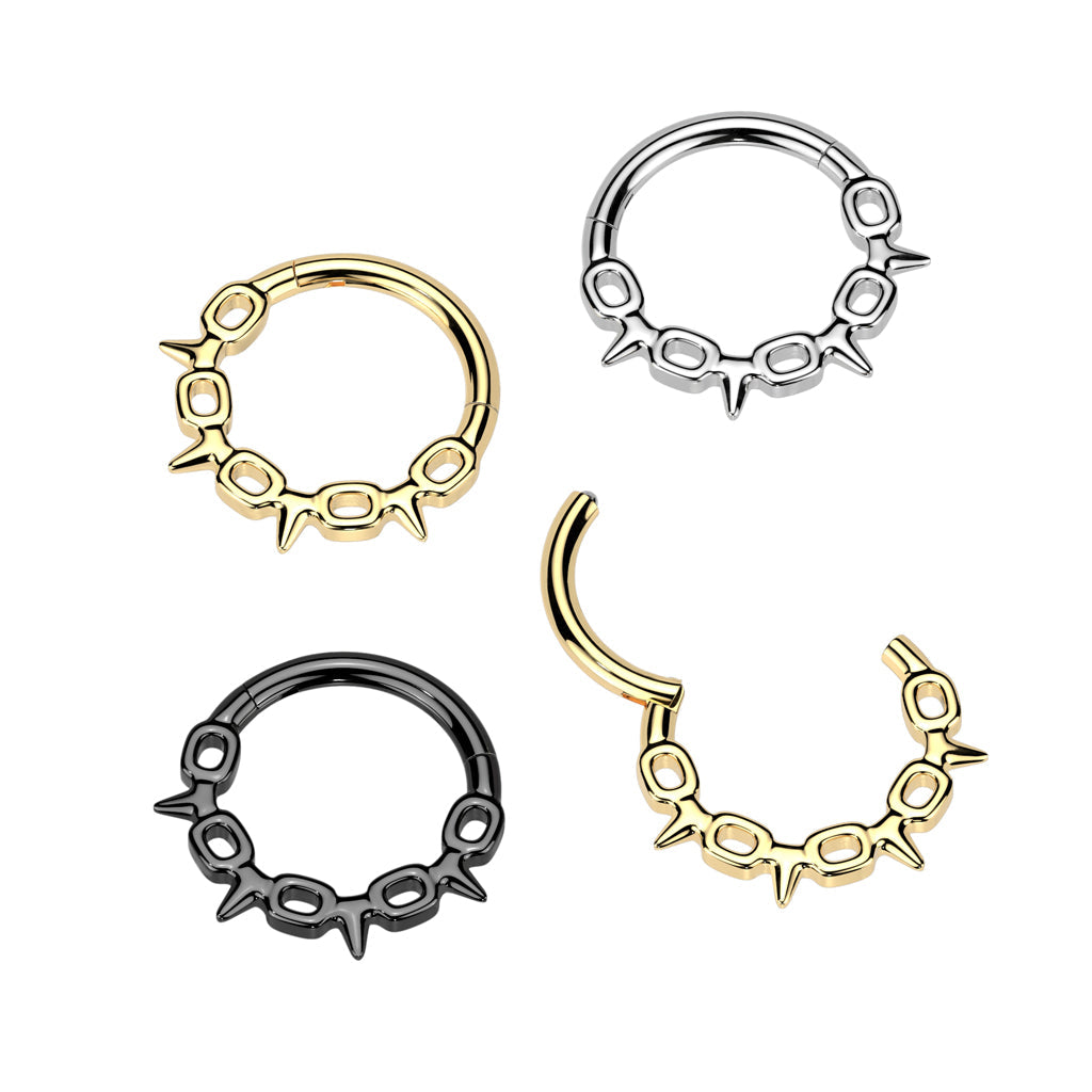 Chain Spike Hinged Ring 16G