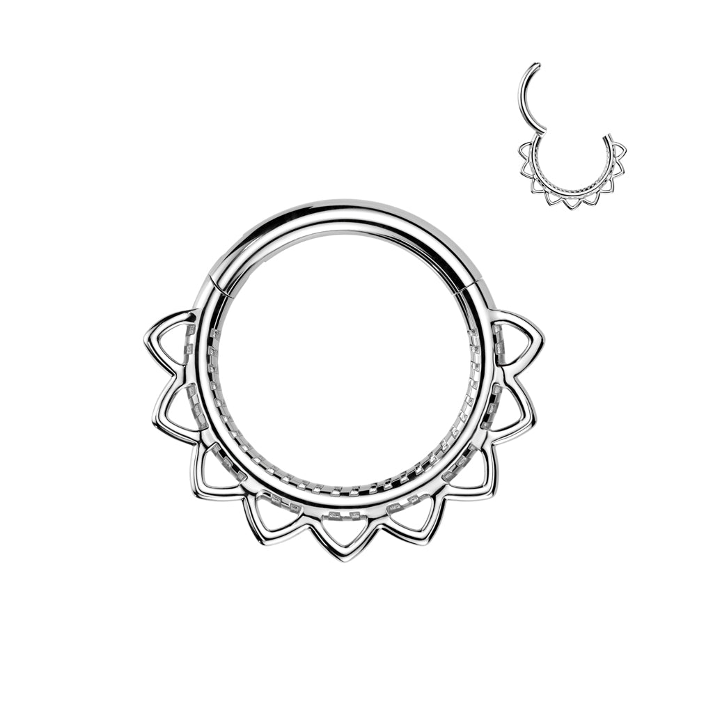 Filigree Heart Hinged Ring 16G