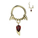 Fang Drop Hinged Ring – Gold PVD 316L Surgical Steel with Red CZ Gem for Septum, Daith & Helix Piercing
