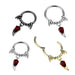 Fang Drop Hinged Ring – Silver, Black or Gold PVD 316L Surgical Steel with Red CZ Gem for Septum, Daith & Helix Piercing
