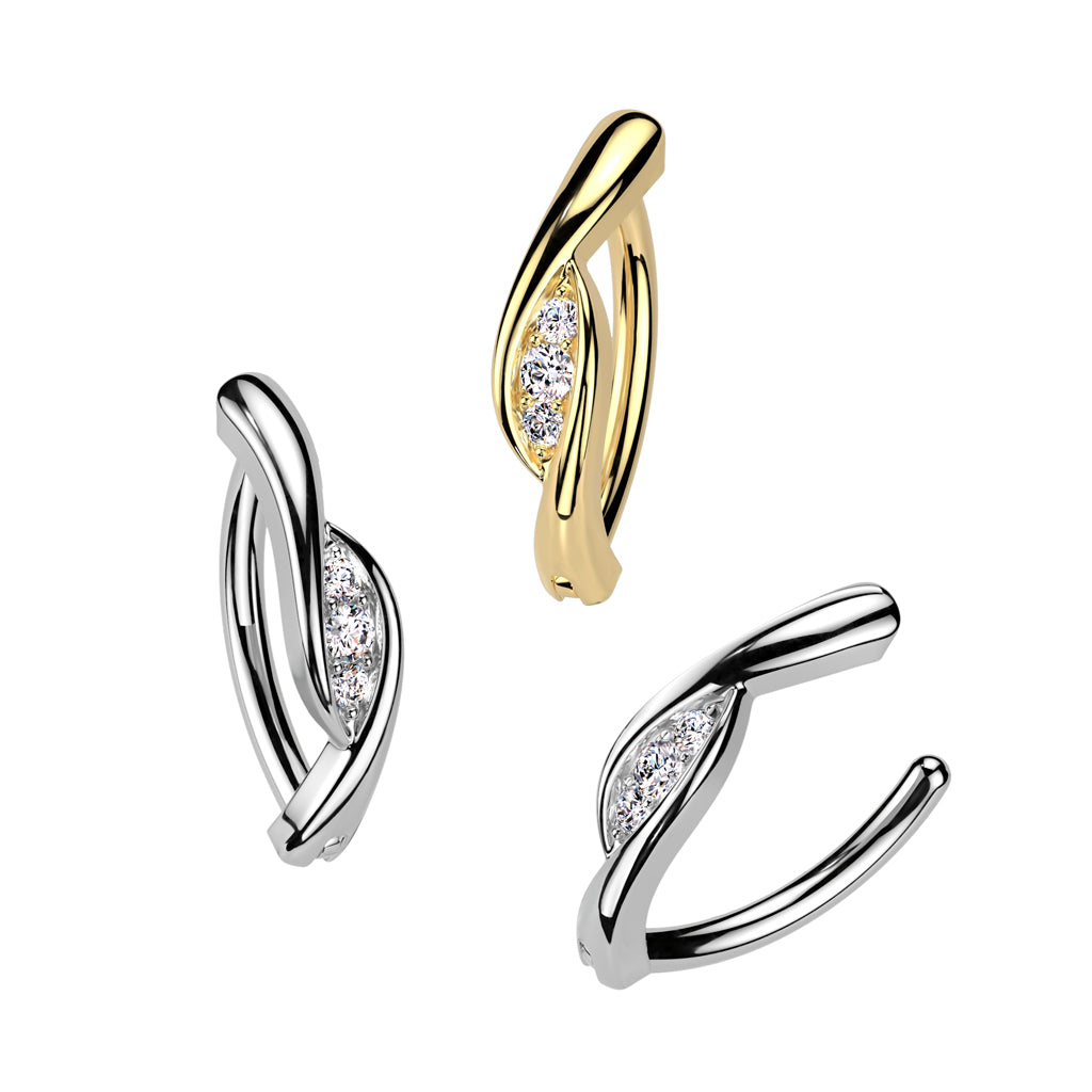 Gem Centre Hinged Belly Bar 14G