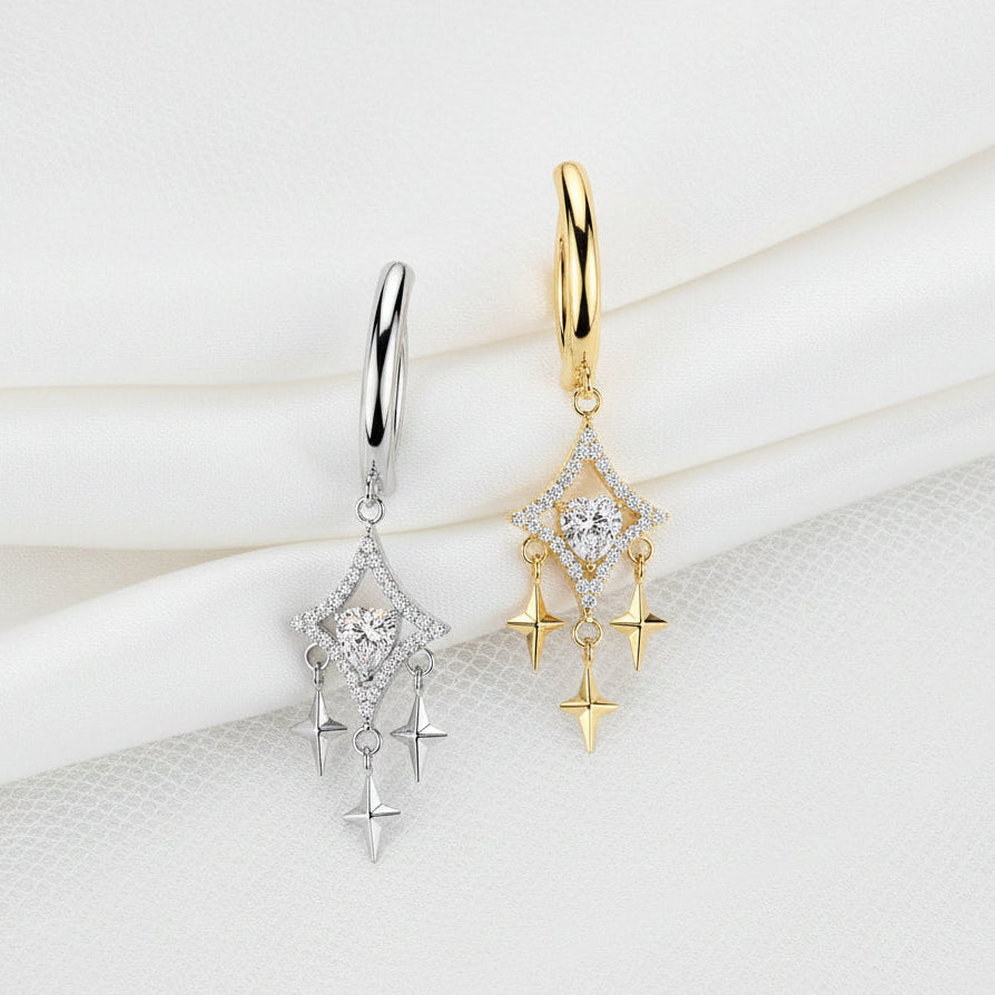 Stars Dangle Hinged Belly Bar 14G