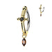 Dagger Hinged Belly Bar – gold PVD 316L surgical steel with CZ stones