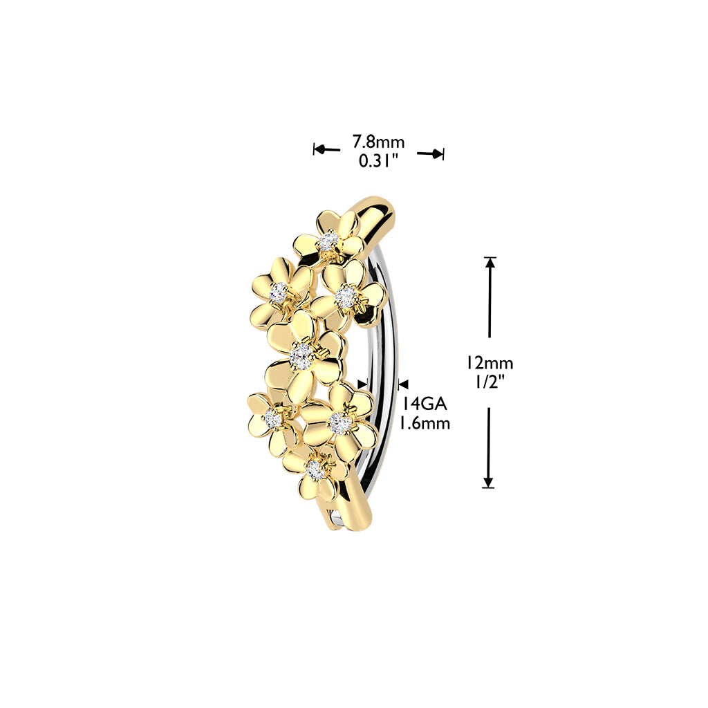 Floral Hinged Belly Bar 14G