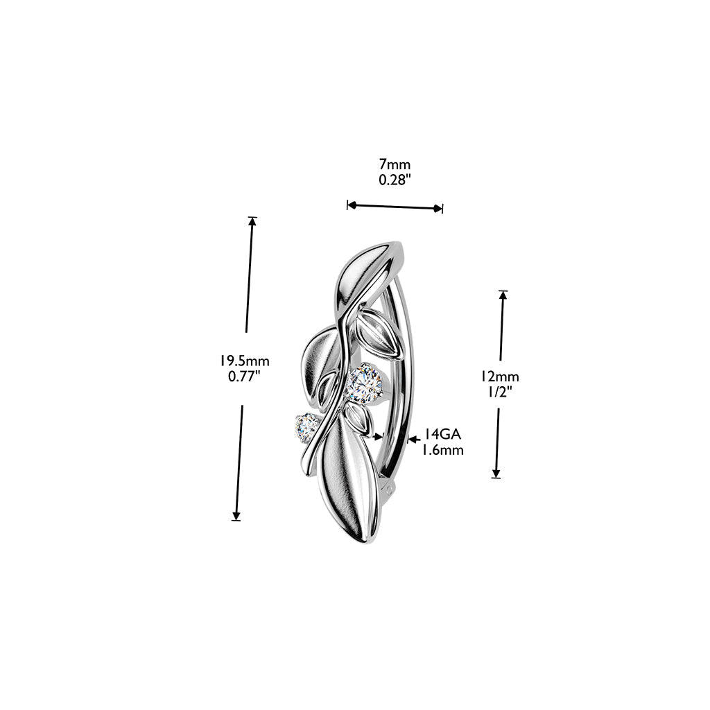Leaves Hinged Belly Bar 14G